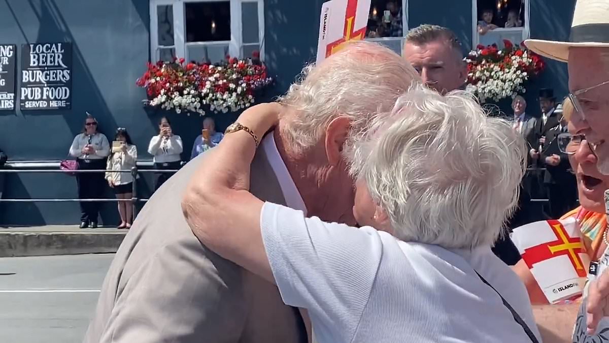 King Charles Embraces Unscripted Charm in Guernsey with Unexpected Cheek Kiss from Local Elderly Resident